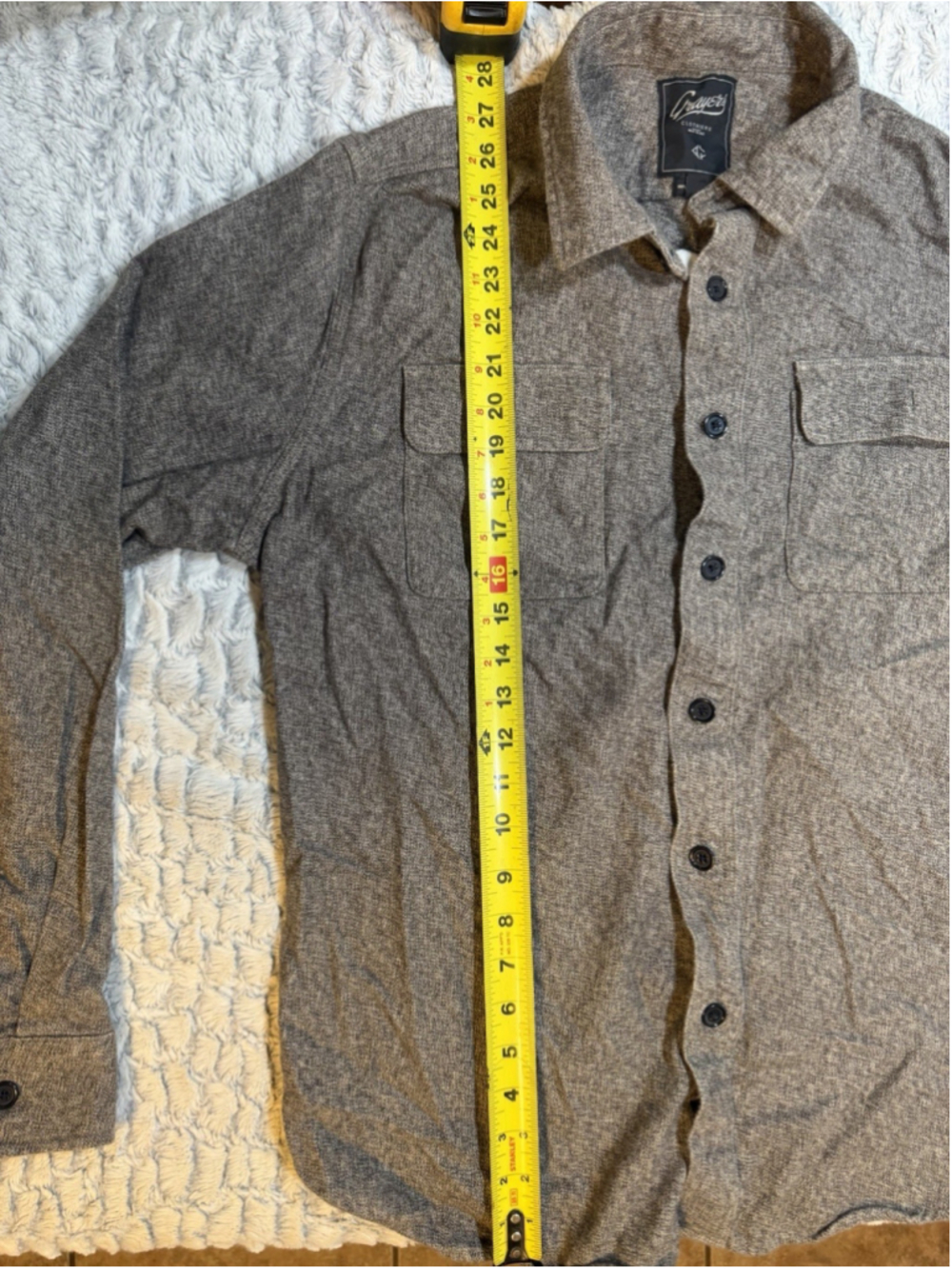 Grayers Gray Solid Woven Cotton Long Sleeve Point Collar Button-Up Shirt, L - Picture 2 of 8
